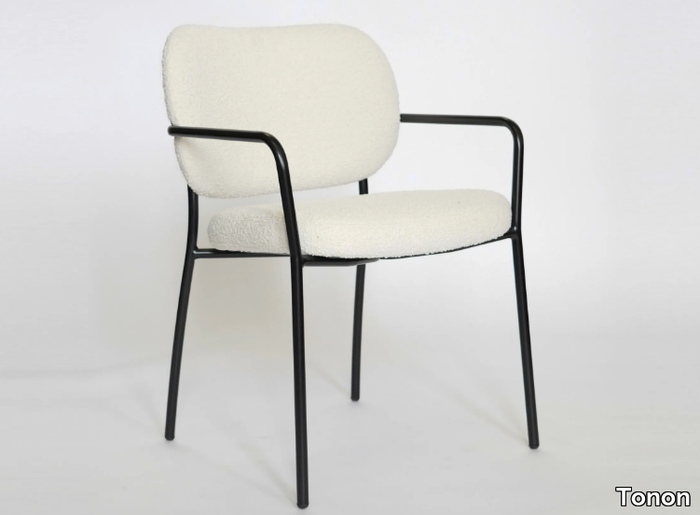 ELI - Upholstered fabric chair with armrests _ Tonon