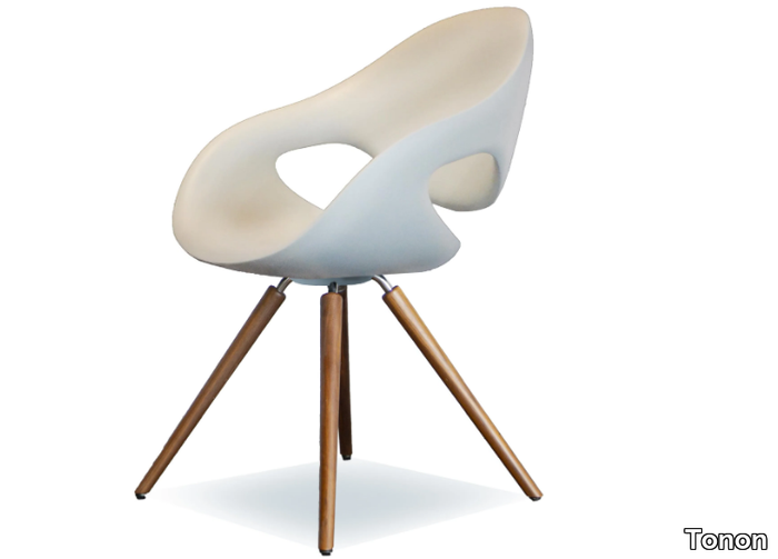 Moon - Integral polyurethane foam chair with wooden base _ Tonon