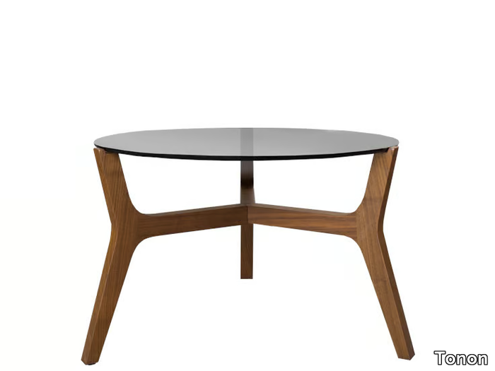 LIBRA - Round wood and glass coffee table _ Tonon