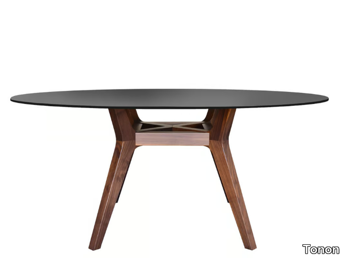 LIBRA - Round wood and glass dining table _ Tonon