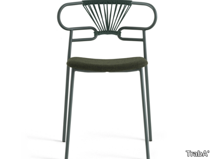 GENOA CROSS - Stackable metal chair open back with integrated cushion _ TrabA'