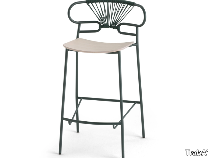 GENOA CROSS - Metal and Beech stool with footrest _ TrabA'