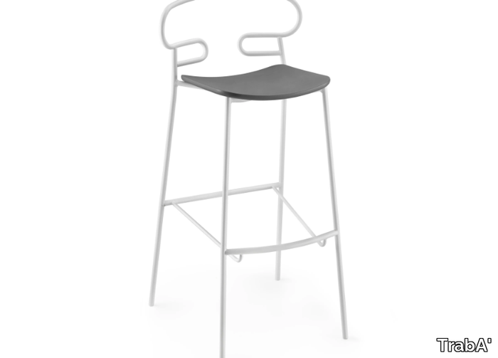 GENOA - Metal and polyurethane stool with footrest _ TrabA'