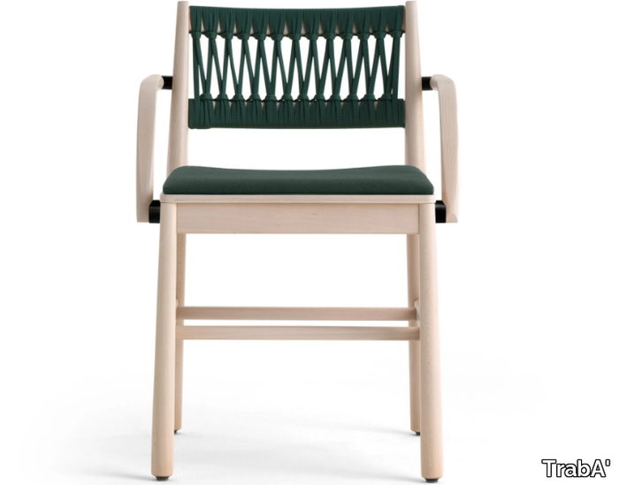 JULIE - Beech chair with armrests with integrated cushion _ TrabA'