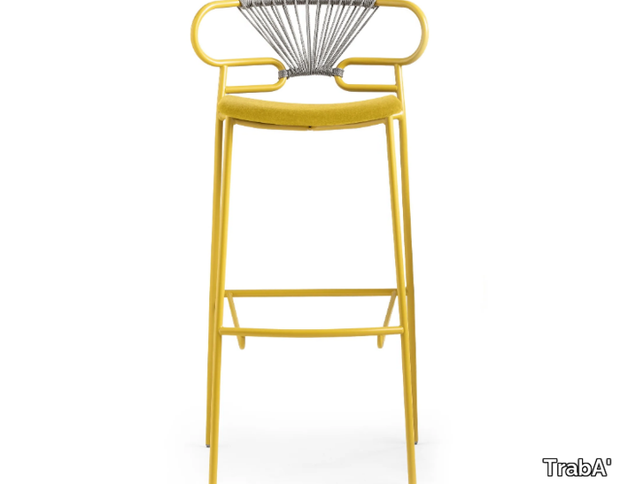 GENOA CROSS - Metal stool with back with integrated cushion _ TrabA'