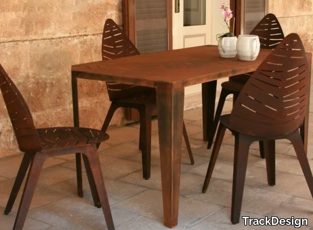 LILA_001 - Rectangular Corten™ garden table _ TrackDesign