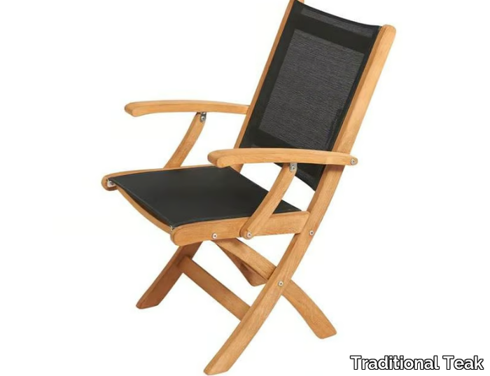 KATE - Folding teak garden chair with armrests _ Traditional Teak