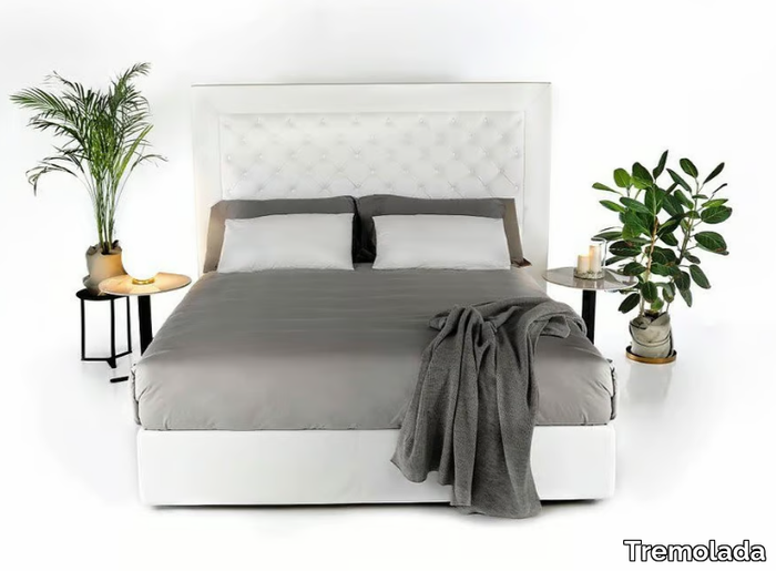 JAMES - Leather double bed with tufted headboard _ Tremolada