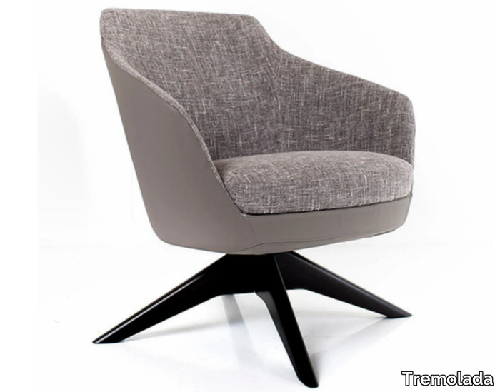 KATY - Trestle-based fabric easy chair with armrests _ Tremolada