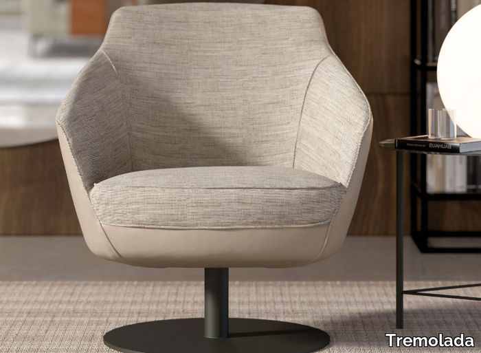 KATY - Swivel fabric easy chair with armrests _ Tremolada