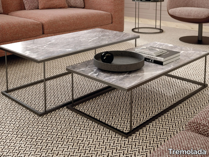 THIN - Rectangular marble coffee table _ Tremolada