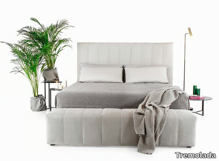 BRUCE - Fabric storage bed with upholstered headboard _ Tremolada