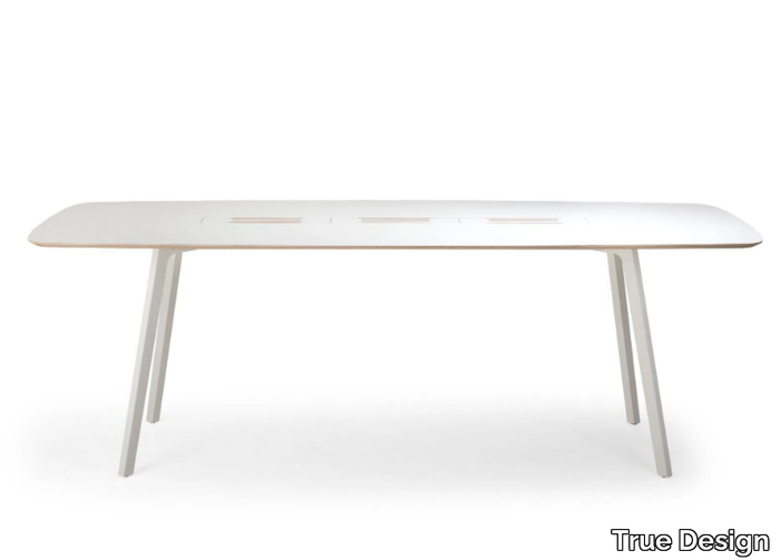 WING HIGH WORKING - Wooden High meeting table with cable management _ True Design