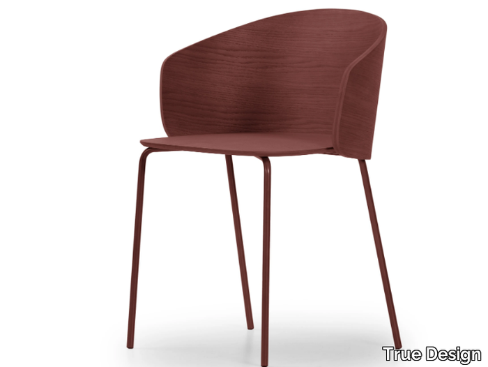 NOT WOOD - Steel and wood chair with armrests _ True Design