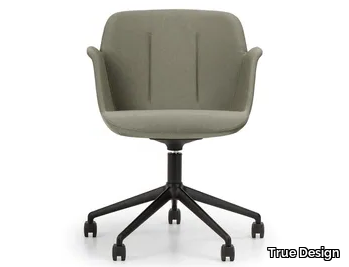 HIVE - Swivel trestle-based fabric office chair with castors _ True Design