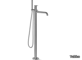 NILO - Floor standing stainless steel bathtub mixer with hand shower _ Tubico