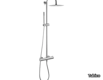 NILO - Wall-mounted thermostatic stainless steel shower panel with hand shower _ Tubico