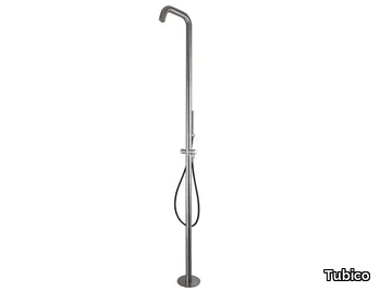 WELLNESS FLOWS - Floor standing stainless steel shower panel with diverter with hand shower _ Tubico