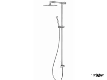 WELLNESS FLOWS - Wall-mounted stainless steel shower panel with hand shower _ Tubico