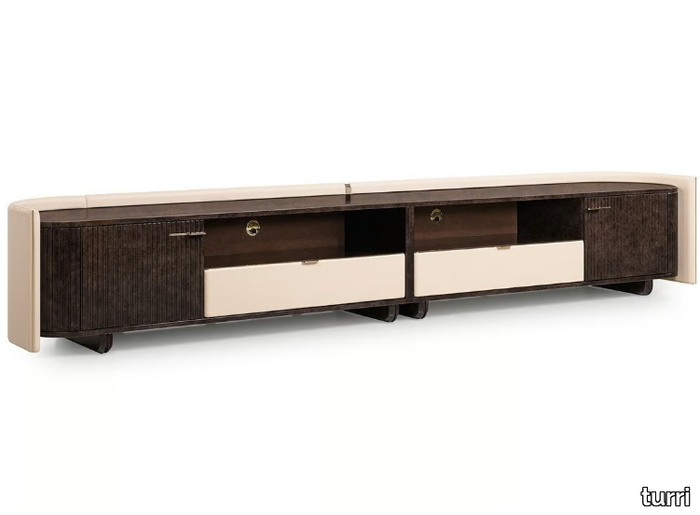 ECLIPSE - Leather TV cabinet with drawers _ Turri