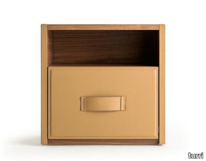 ATELIER - Rectangular leather bedside table with drawers _ Turri