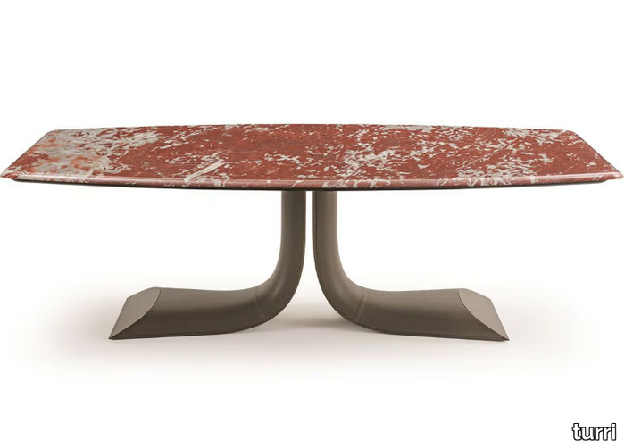 SOUL - Rectangular marble and leather table _ Turri