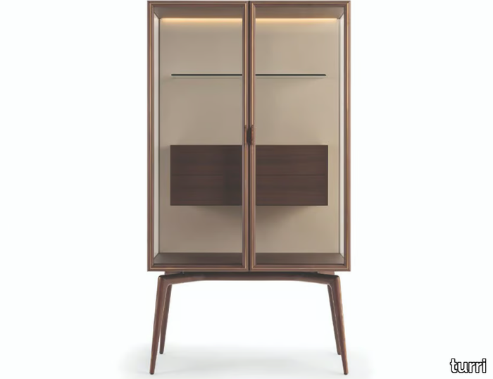 BLUES - Wood and glass display cabinet with integrated lighting _ Turri