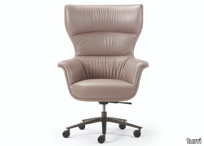 BLUES - Leather executive chair with 5-spoke base with armrests _ Turri