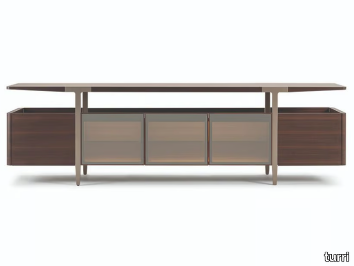 DOMUS - Wood and glass sideboard with doors _ Turri