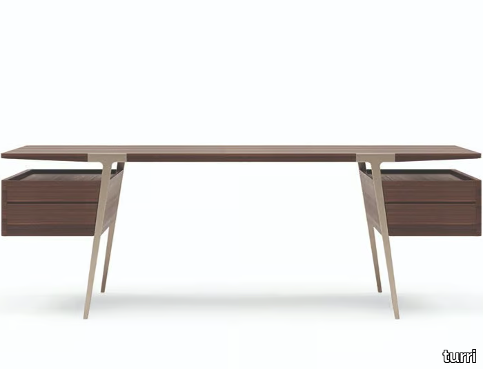 DOMUS - Rectangular wooden office desk with drawers _ Turri