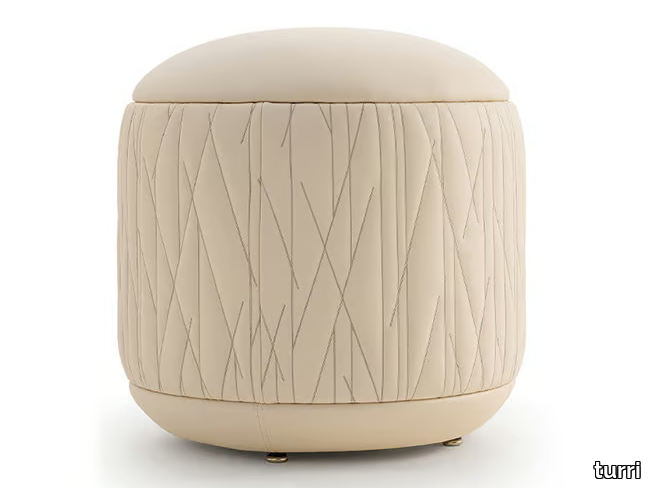 ROMA - Round leather pouf _ Turri