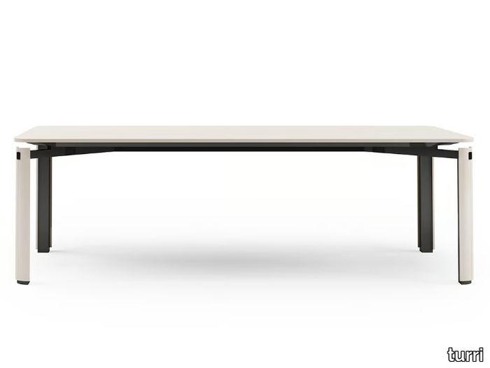 ZENIT - Lacquered rectangular metal table and wood top _ Turri