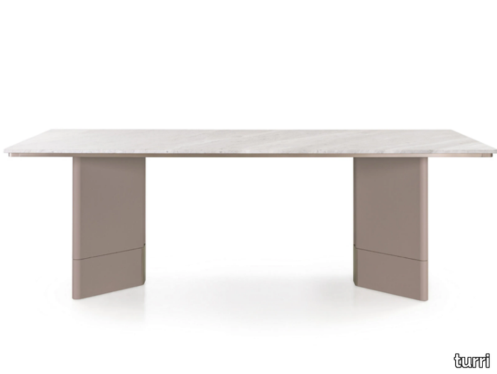 ZERO - Rectangular marble and leather table _ Turri