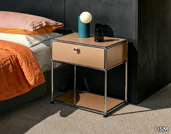 USM HALLER - Rectangular steel bedside table with drawers _ USM