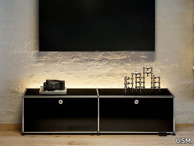 USM HALLER - Modular steel TV cabinet with flap doors _ USM