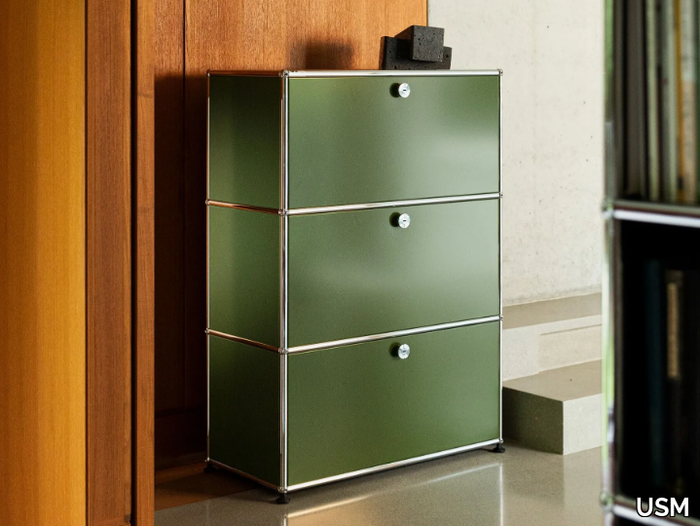 USM HALLER - Modular metal highboard with flap doors _ USM