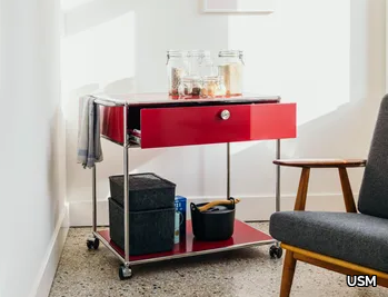 USM HALLER SERVING CART - Metal trolley with drawers _ USM