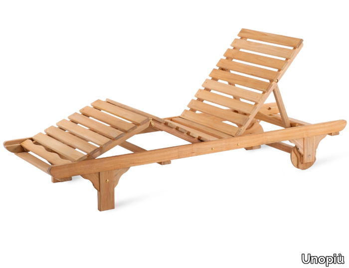 CHELSEA - Recliner teak sun lounger with castors _ Unopiù