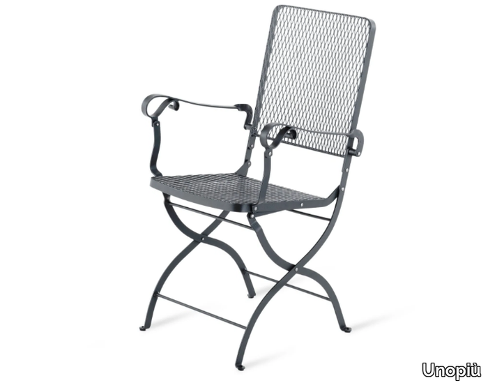 AURORA - Folding wrought iron chair with armrests _ Unopiù