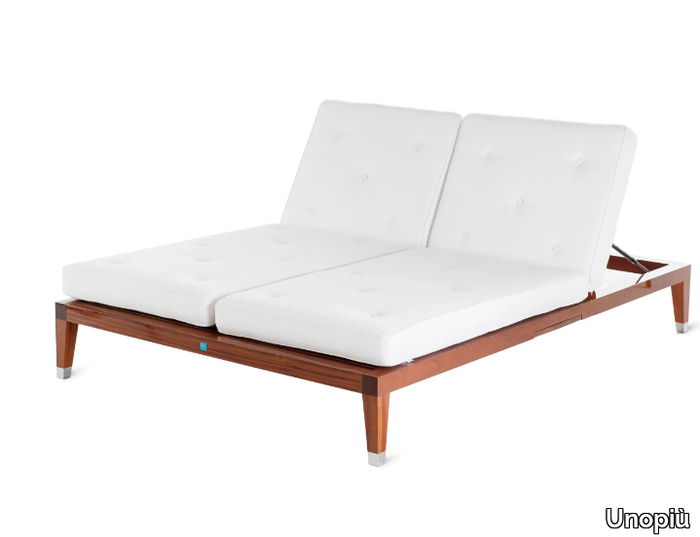 C'EST LA VIE - Double garden daybed in mahogany and synthetic fabric _ Unopiù