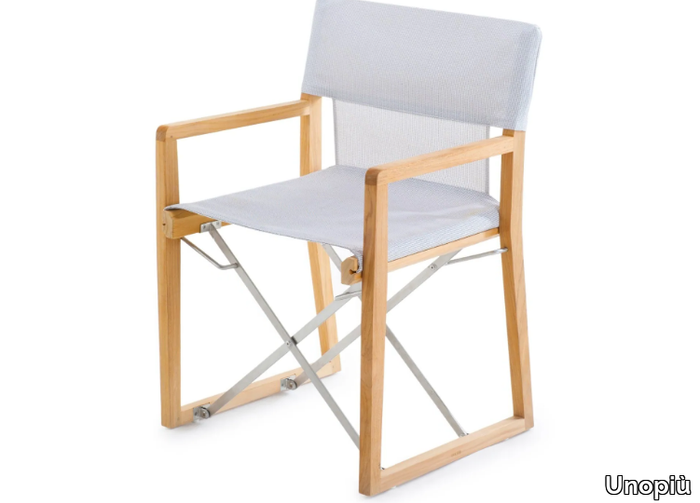 PEVERO - Folding chair in teak and technical fabric _ Unopiù