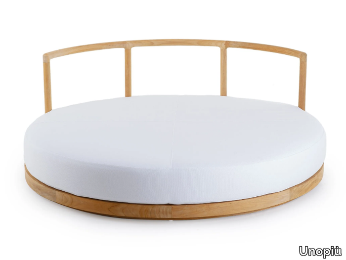 PEVERO - Round garden bed in acrylic fabric and teak _ Unopiù