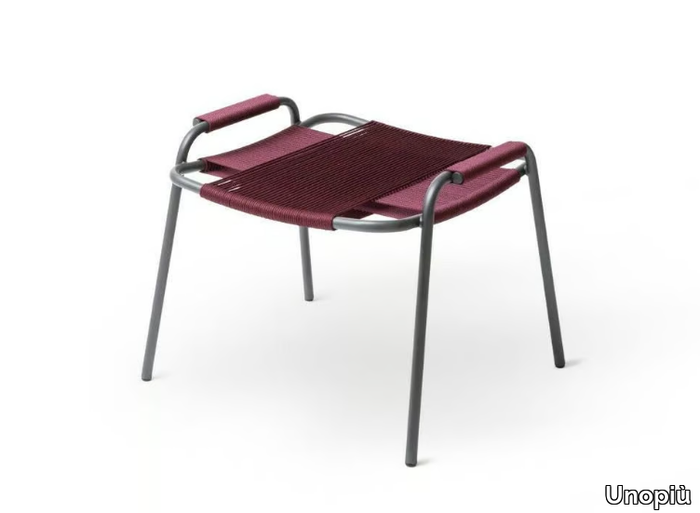 COCO - Powder coated steel and rope garden footstool _ Unopiù