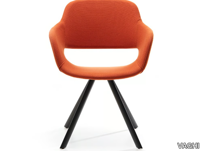 WIZARD - Upholstered chair with armrests and steel base _ VAGHI