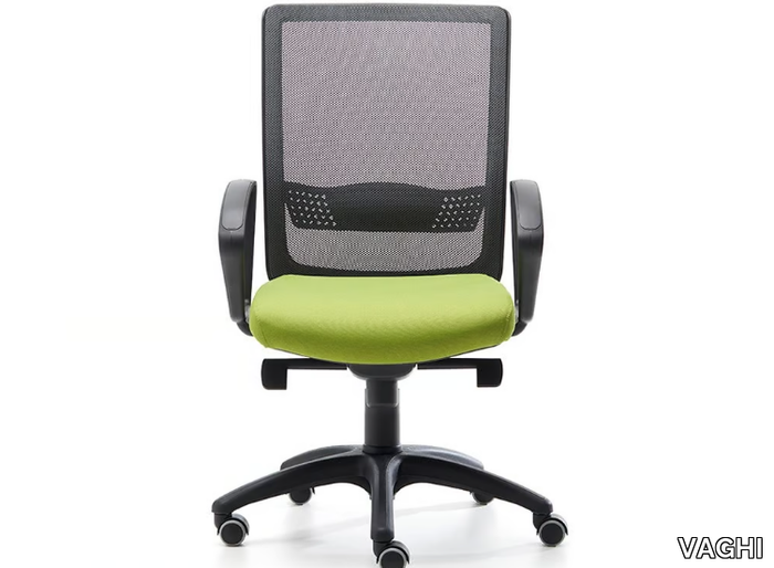 BURSA EVO BLACK - Recliner swivel mesh office chair with armrests _ VAGHI