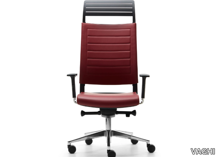 EXPO LIGHT LUSSO - Swivel leather office chair with headrest _ VAGHI