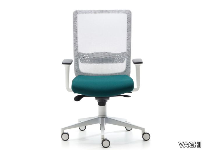 BURSA EVO WHITE - Swivel height-adjustable mesh office chair with armrests _ VAGHI