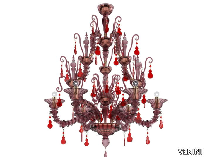 DIAMANTEI - Blown glass chandelier _ VENINI