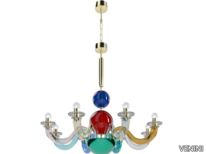 GIO PONTI 99.80 - Handmade blown glass chandelier _ VENINI