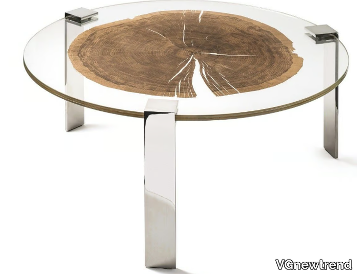 FORESTA - Round wood and glass coffee table _ VGnewtrend